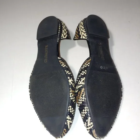 Restricted Woven Flats Size 8 Black Brown Tan - Picture 7 of 9